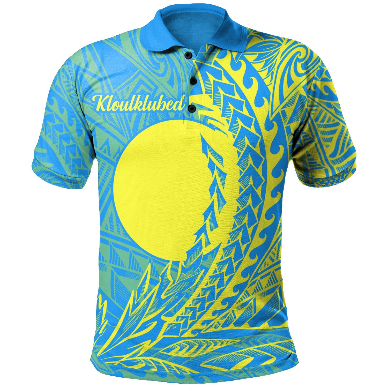 Palau Polo Shirt Kloulklubed Wings Style Unisex Blue - Polynesian Pride