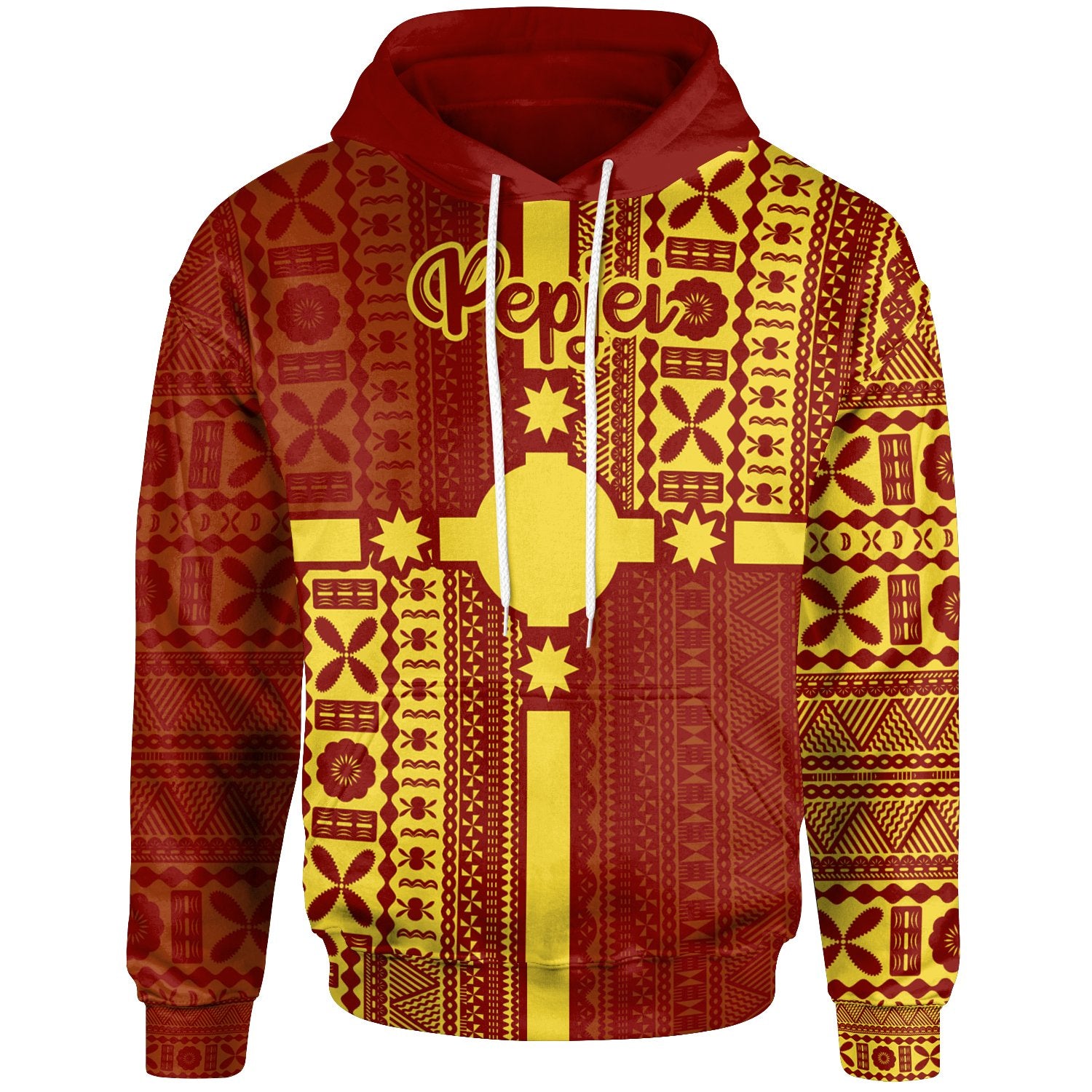 Rotuma Hoodie Pepjei Rotuma Flag Style Red - Polynesian Pride