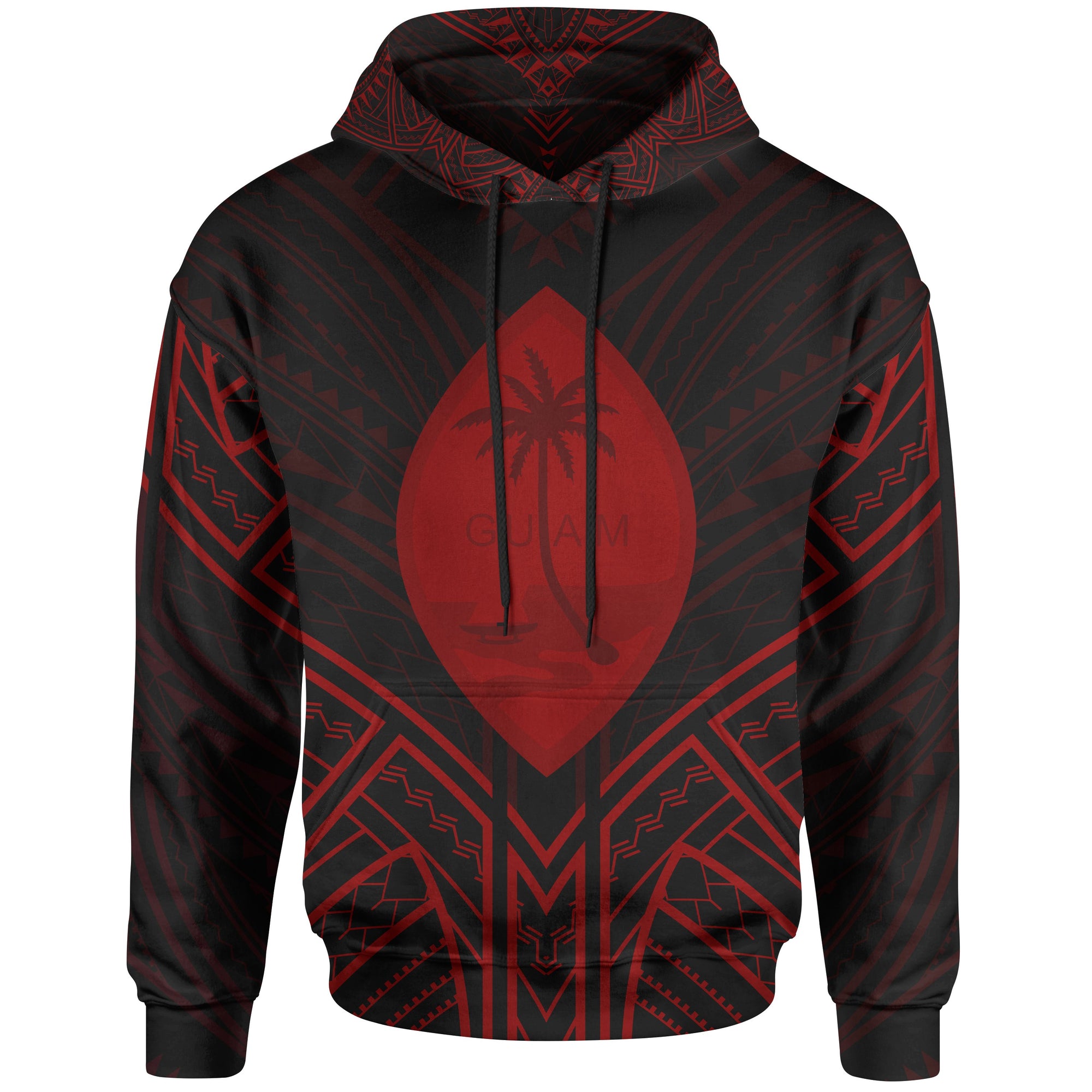 Guam Hoodie Guam Seal Red Tribal Patterns Unisex White - Polynesian Pride