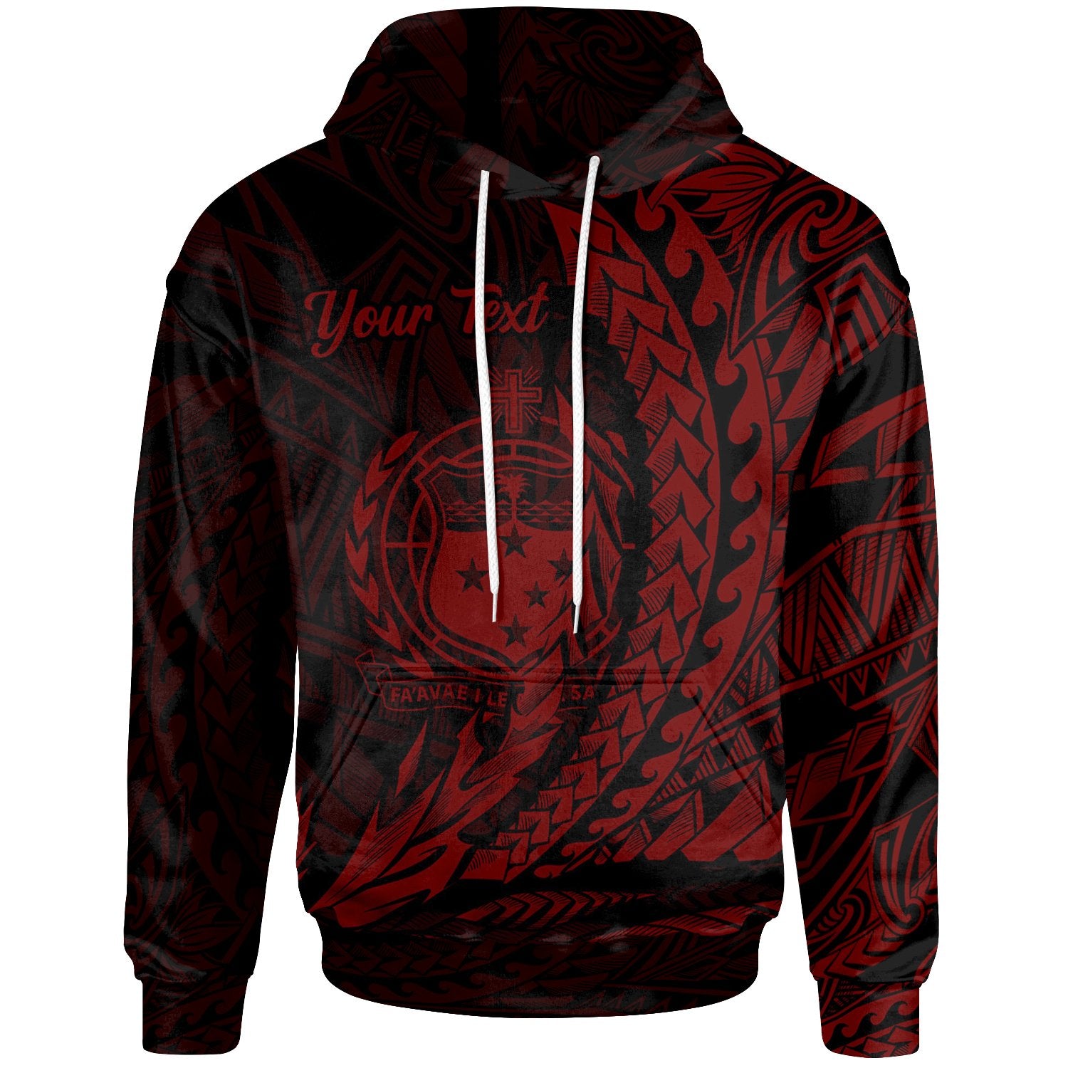 Samoa Hoodie Custom Red Wings Style Unisex Black - Polynesian Pride