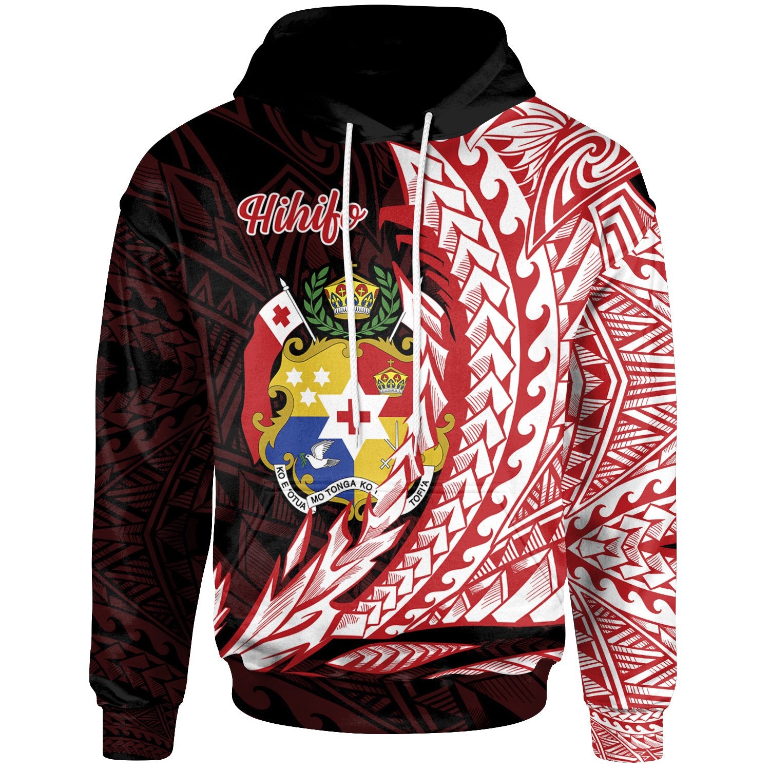 Tonga Hoodie Hihifo Wings Style Unisex Black - Polynesian Pride