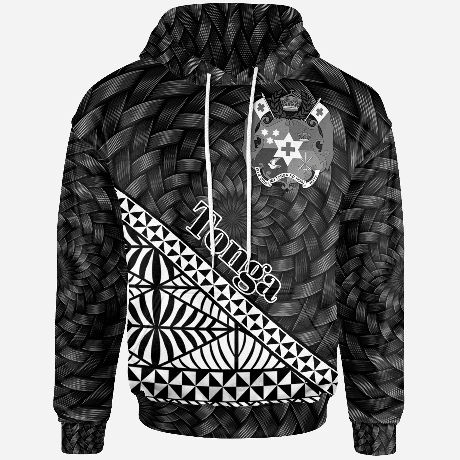 Tonga Hoodie Haveluloto White Tapa Patterns With Bamboo Unisex White - Polynesian Pride