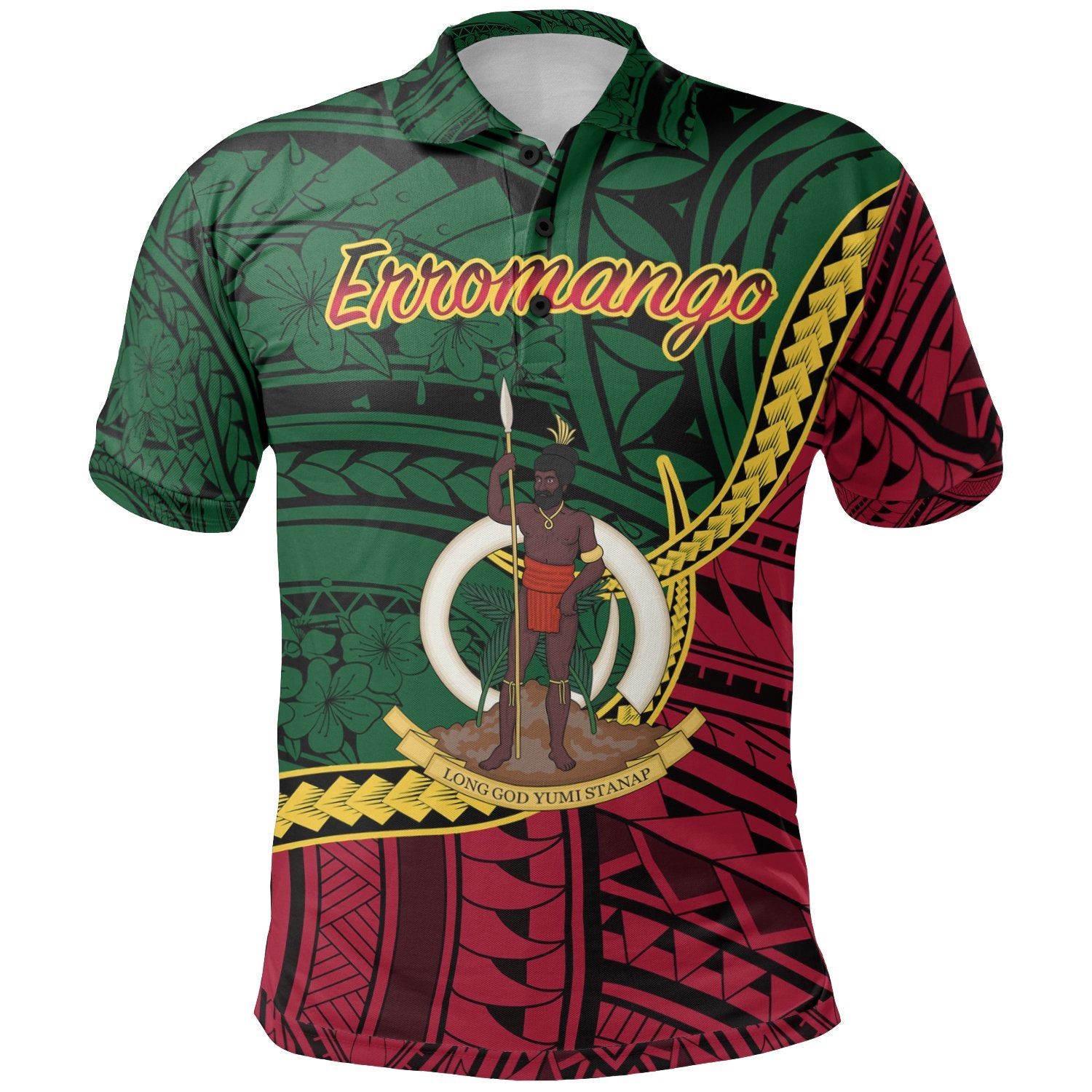 Vanuatu Polo Shirt Erromango Seal Of Vanuatu Polynesian Patterns Unisex Green - Polynesian Pride