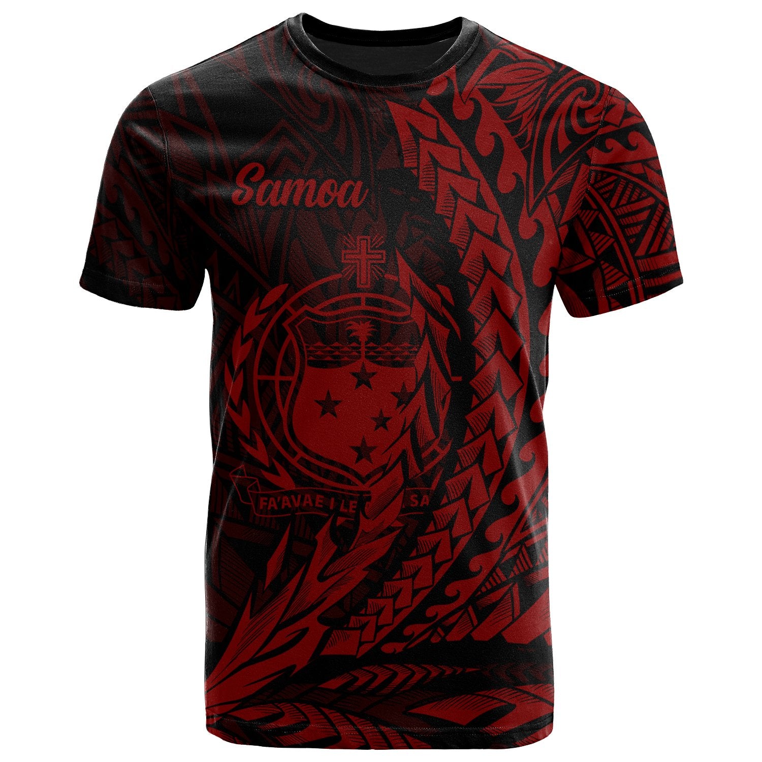 Samoa T Shirt Red Wings Style Unisex Black - Polynesian Pride