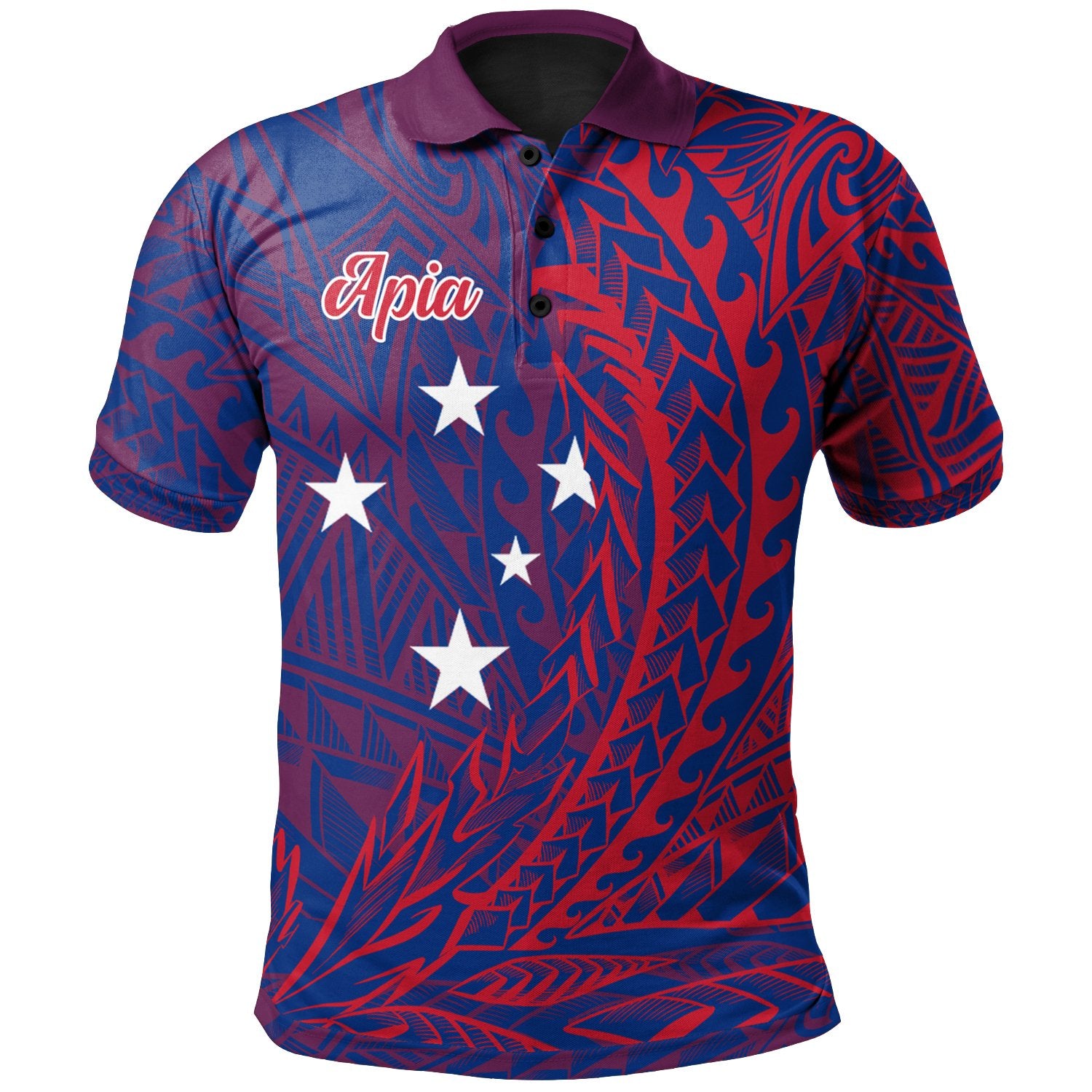 Samoa Polo Shirt Apia Wings Style Unisex Blue - Polynesian Pride