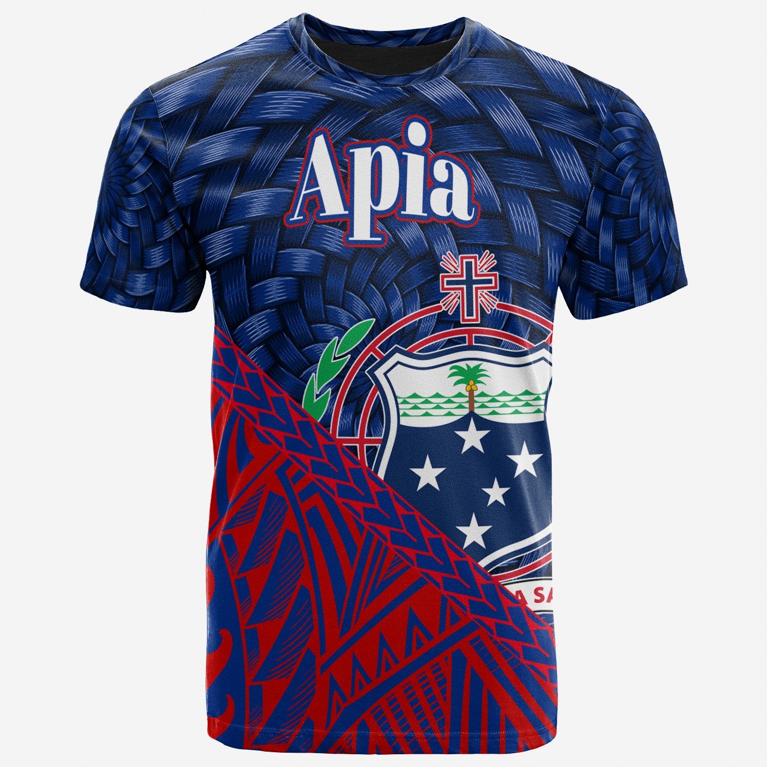 Samoa T Shirt Apia Polynesian Patterns With Bamboo Unisex Blue - Polynesian Pride