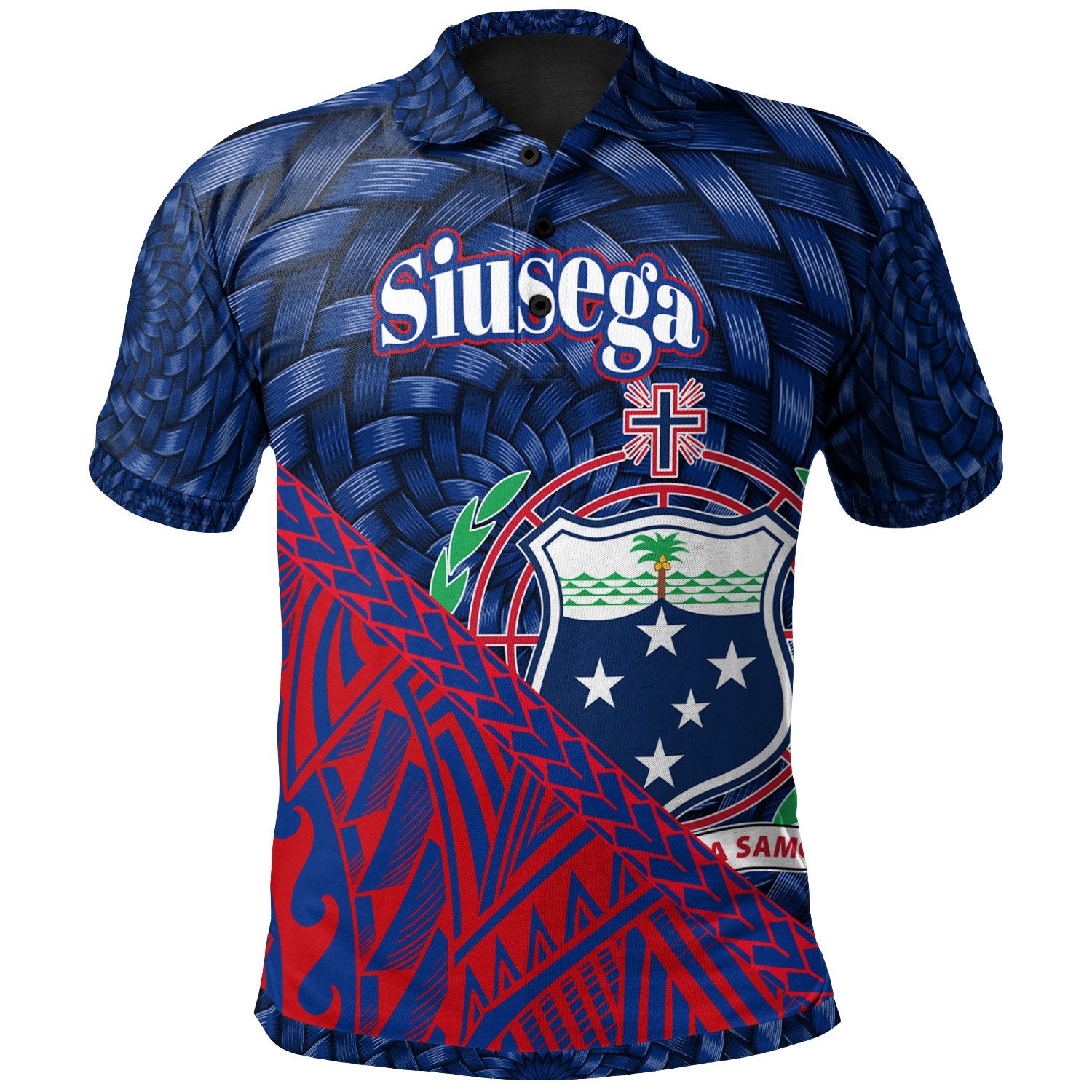 Samoa Polo Shirt Siusega Polynesian Patterns With Bamboo Unisex Blue - Polynesian Pride