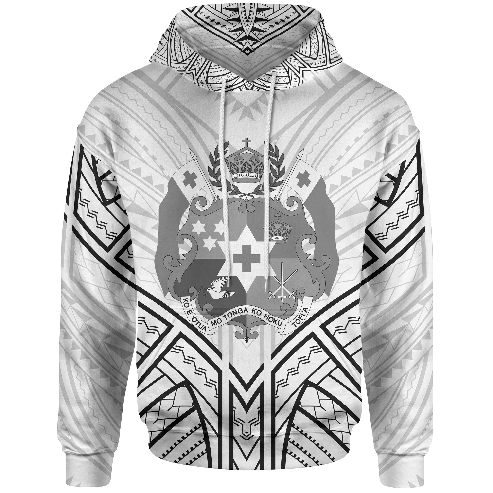 Tonga Hoodie Tonga Seal Tribal Patterns Unisex White - Polynesian Pride