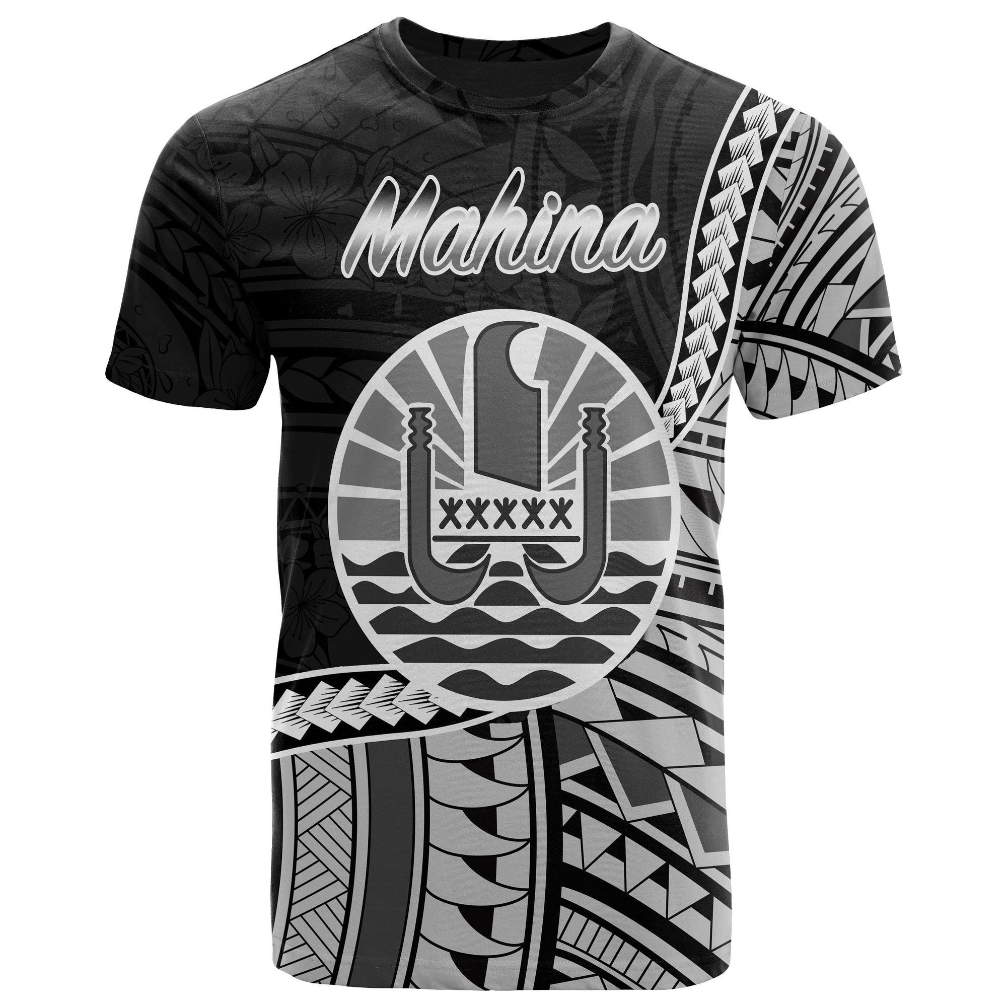 French Polynesia T Shirt Mahina Seal of French Polynesia Polynesian Patterns Unisex Black - Polynesian Pride