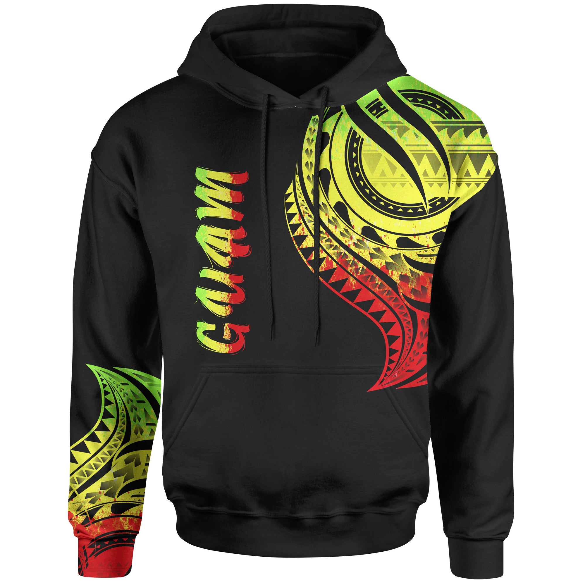 Guam Hoodie Guam Tatau Reggae Patterns Unisex Black - Polynesian Pride