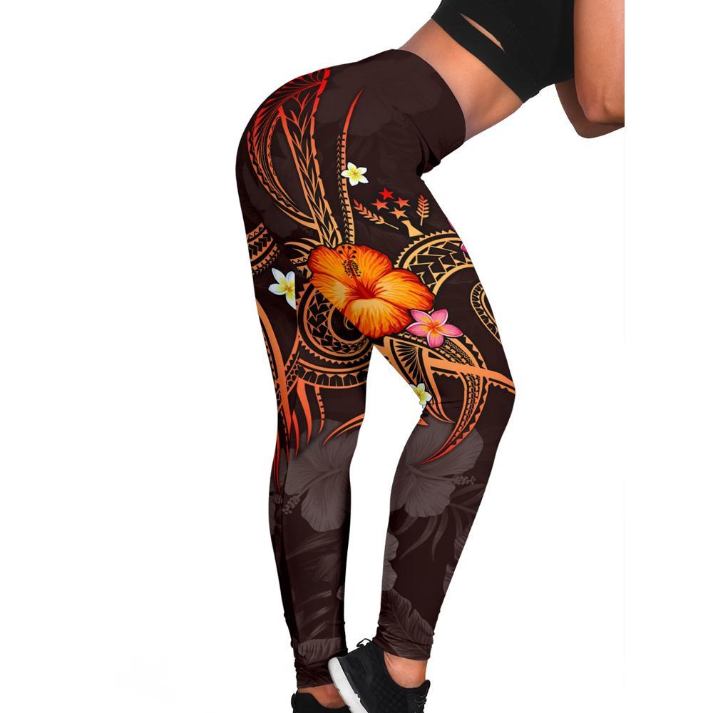 Kosrae Polynesian Leggings - Legend of Kosrae (Red) Red - Polynesian Pride