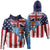 Fiji With America Flag Zip Hoodie LT10 Blue - Polynesian Pride