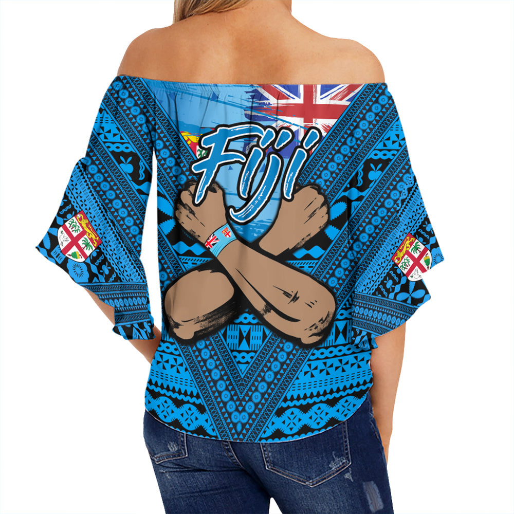 Fiji Bula Flag Off Shoulder Wrap Waist Top LT10 - Polynesian Pride