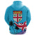 Fiji Masi Rugby Zip up Hoodie Coat of Arms Coconut Blue - Polynesian Pride