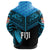 Custom Fiji Rugby Zip Hoodie Coconut Sporty Vibes Black - Polynesian Pride