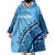 Fiji Rugby Fijian Cibi Dance Tapa Pattern Blue Wearable Blanket Hoodie LT14 - Polynesian Pride