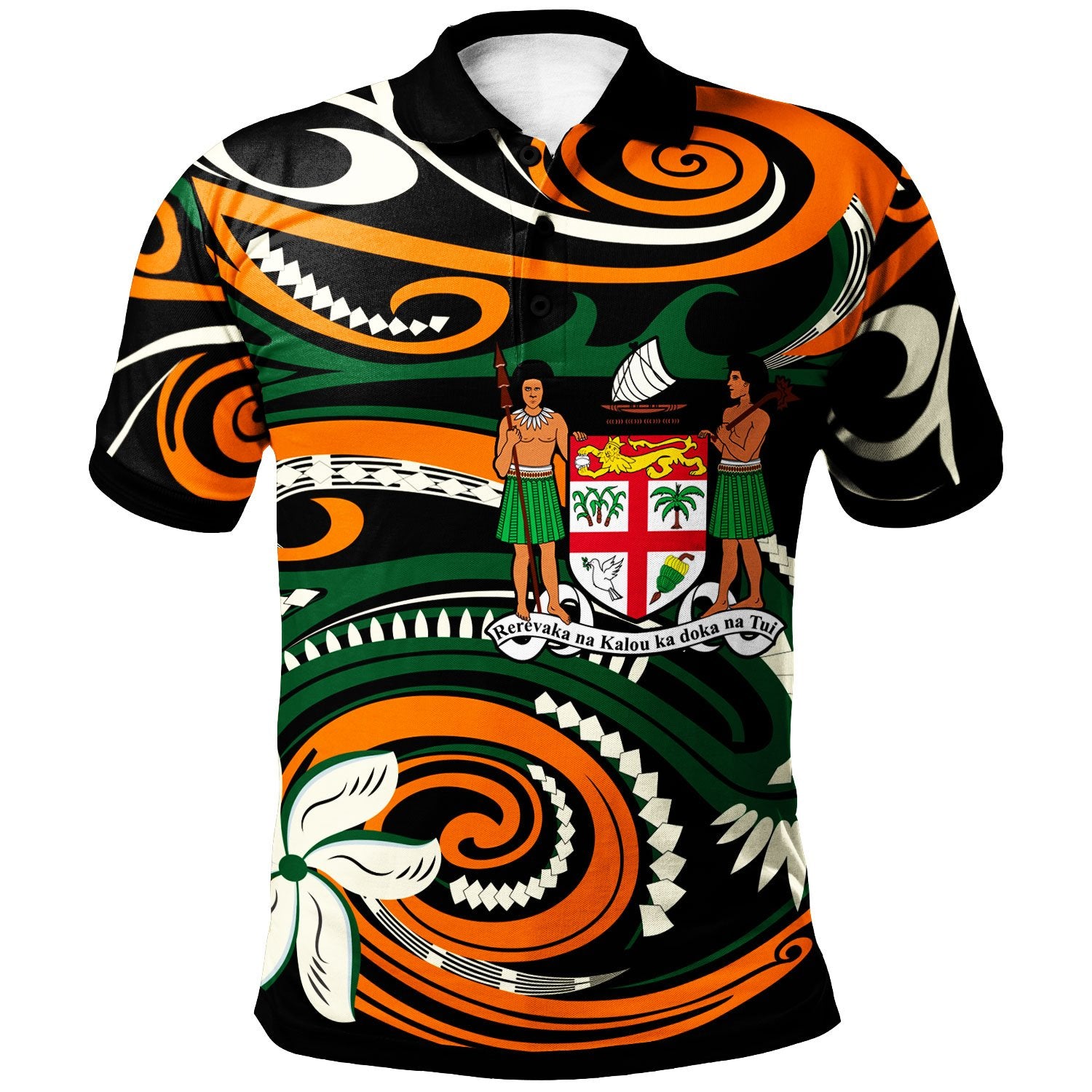 Fiji Polo Shirt Vortex Style Unisex Orange - Polynesian Pride