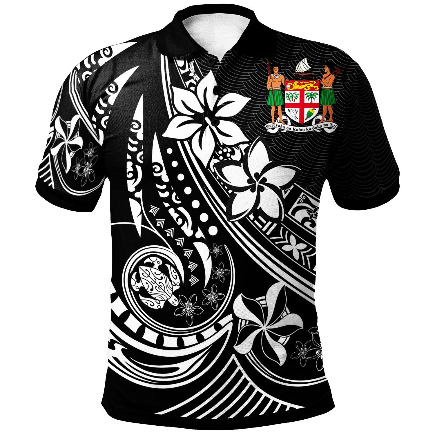 Fiji Polo Shirt The Flow Of The Ocean Black - Polynesian Pride