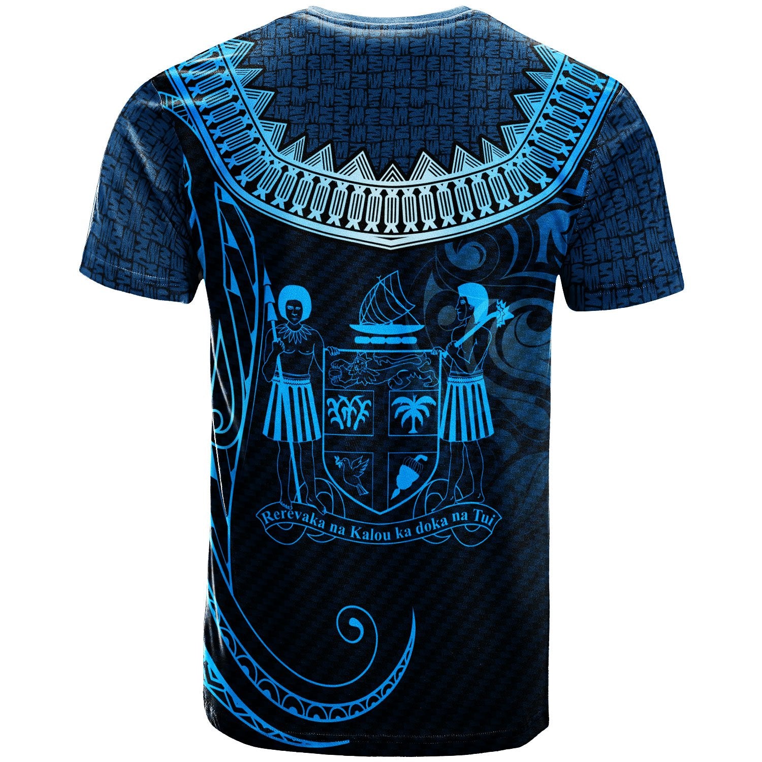 Fiji Custom T Shirt Serrated Pattern Blue Color Unisex Blue - Polynesian Pride