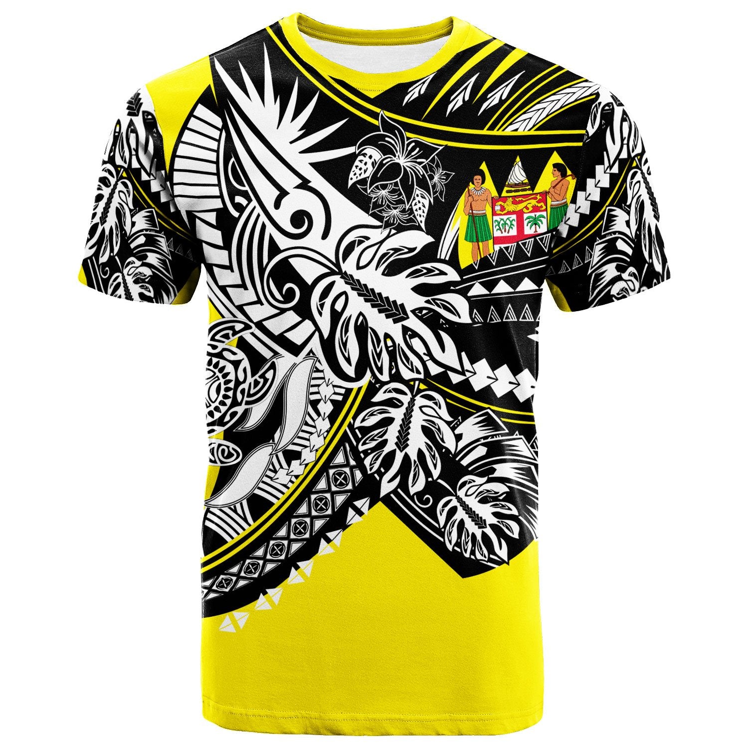 Fiji T Shirt Tribal Jungle Yellow Pattern Unisex Yellow - Polynesian Pride