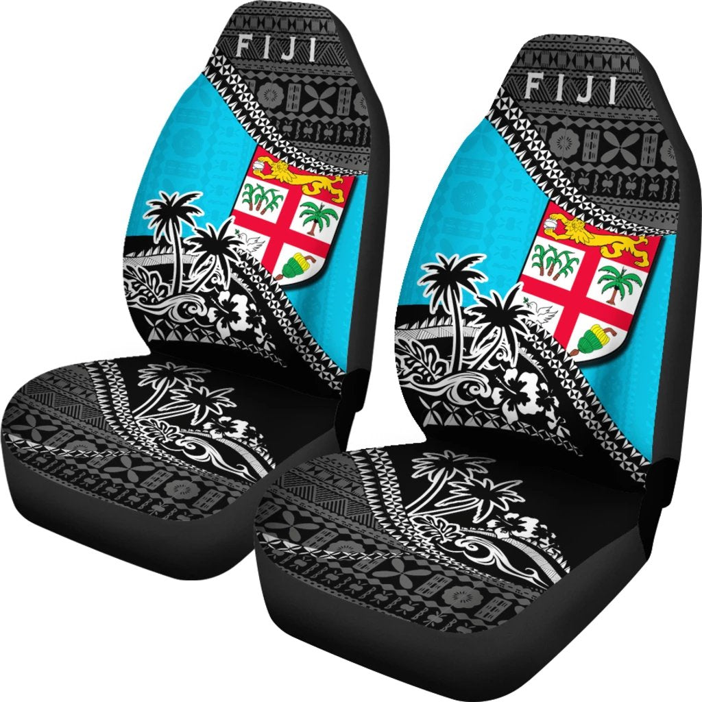 Fiji Car Seat Covers - Fiji Flag Fall In The Wave Universal Fit Blue - Polynesian Pride