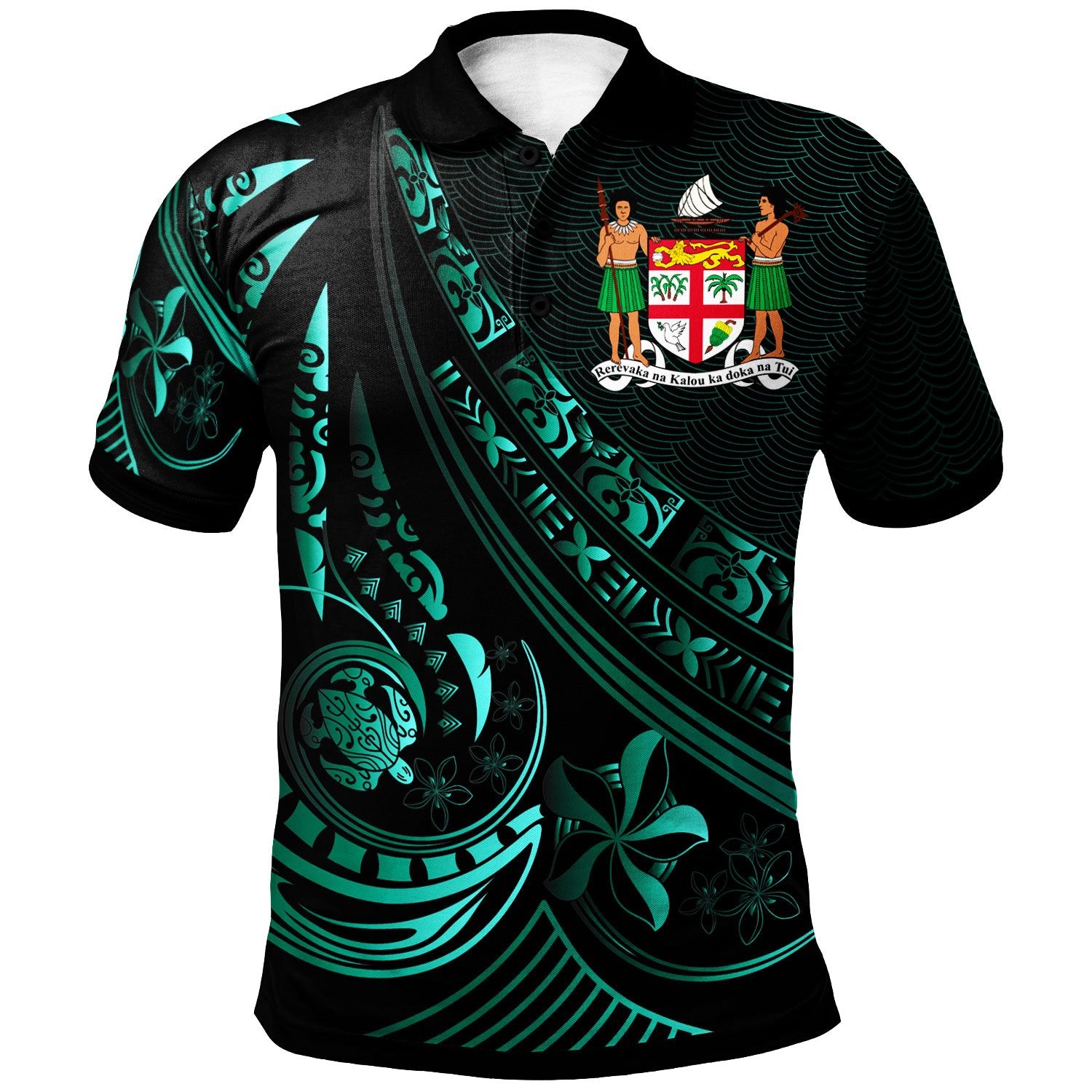 Fiji Polo Shirt The Flow Of The Ocean Green Green - Polynesian Pride