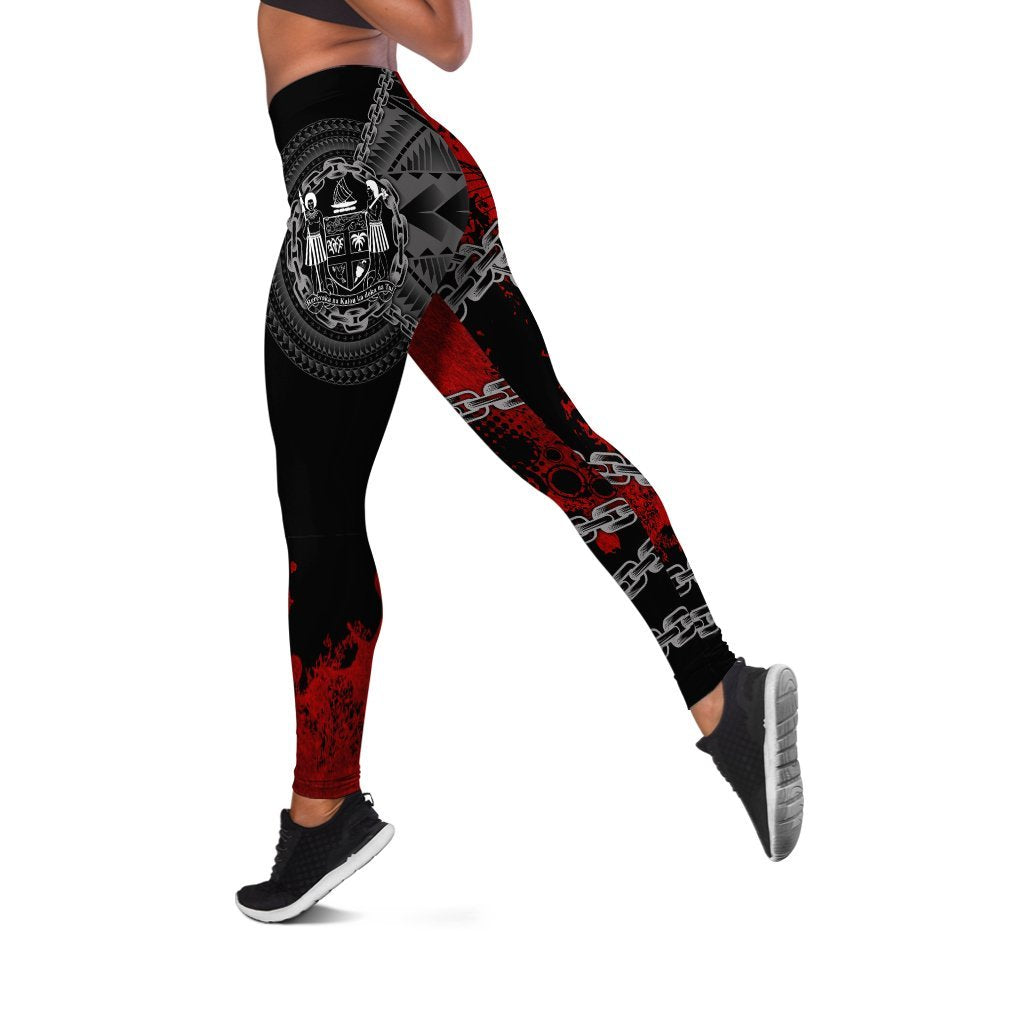 Fiji Polynesian Women's Leggings - Polynesian Chain Style Black - Polynesian Pride