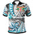 Fiji Polo Shirt Flower and Flow Unisex Blue - Polynesian Pride