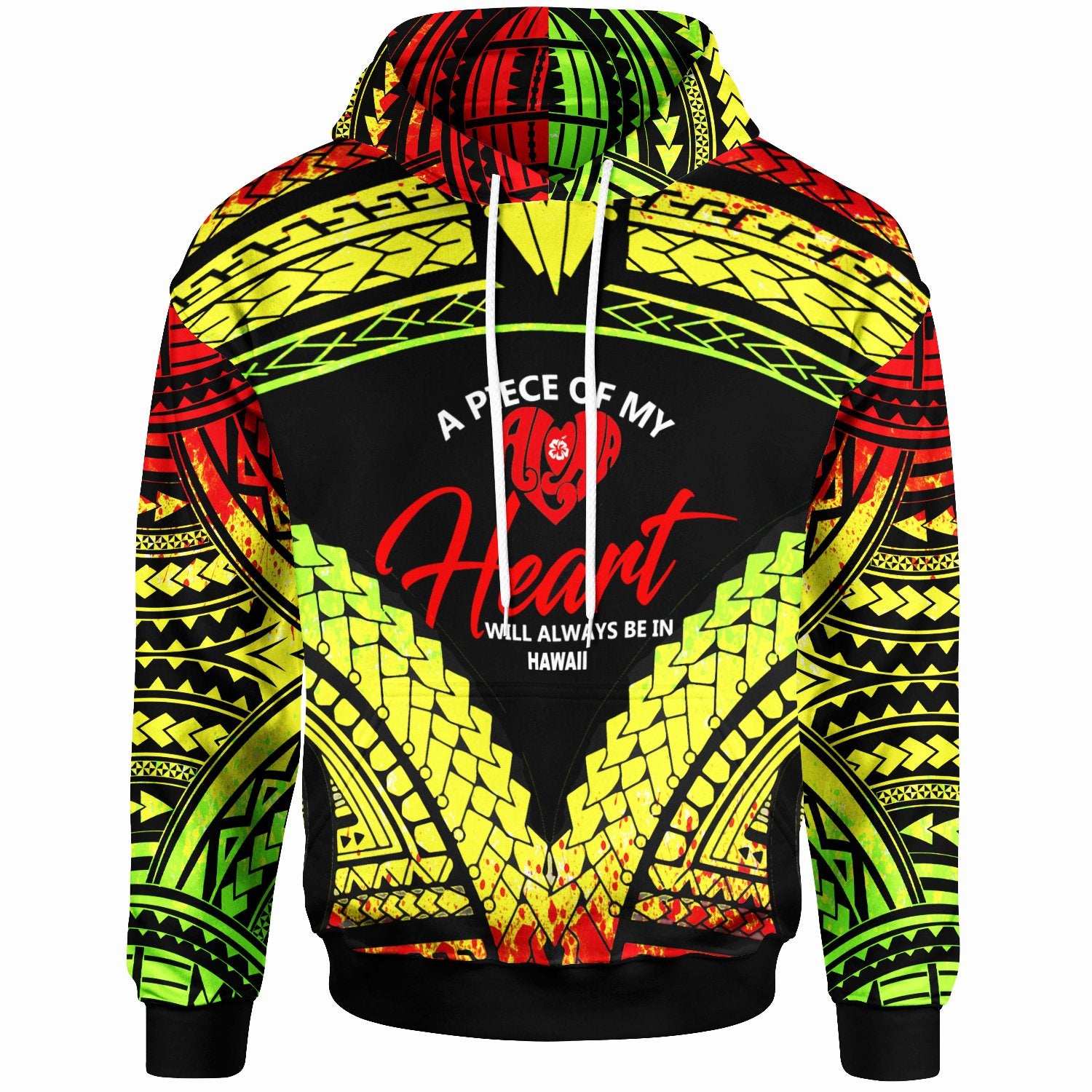 Hawaii Hoodie Piece of My Heart Unisex Reggae - Polynesian Pride