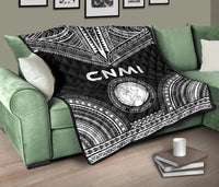 Northern Mariana Islands Premium Quilt - CNMI Seal Polynesian Chief Black Version - Polynesian Pride