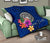 American Samoa Polynesian Custom Personalised Premium Quilt - Floral With Seal Blue - Polynesian Pride