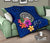 American Samoa Polynesian Premium Quilt - Floral With Seal Blue - Polynesian Pride