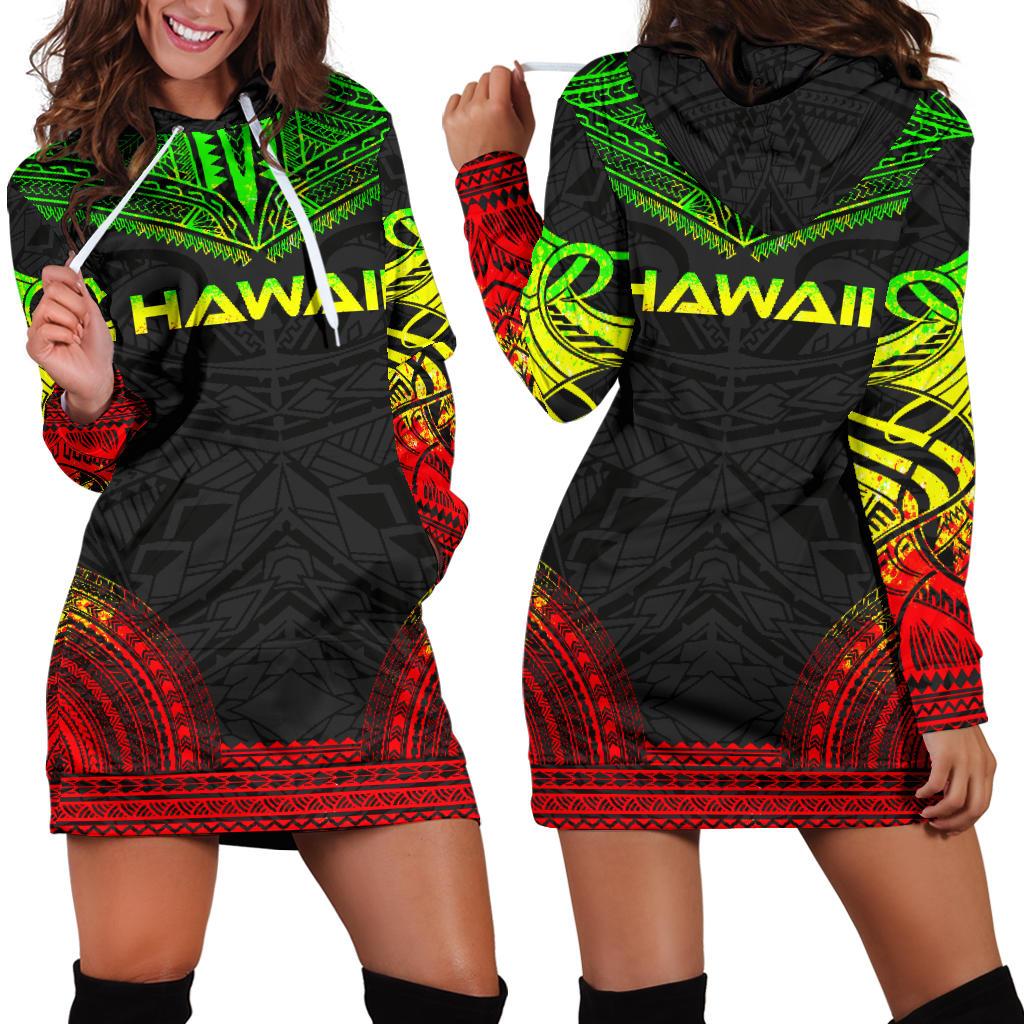 Hawaii Women's Hoodie Dress - Polynesian Reggae Chief Reggae - Polynesian Pride