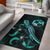 Tonga Polynesian Area Rugs - Turtle With Blooming Hibiscus Turquoise Turquoise - Polynesian Pride