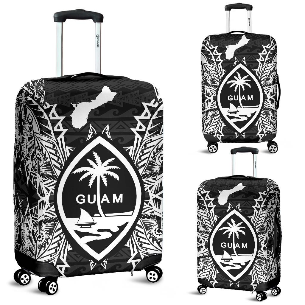 Guam Polynesian Luggage Covers Map Black Black - Polynesian Pride