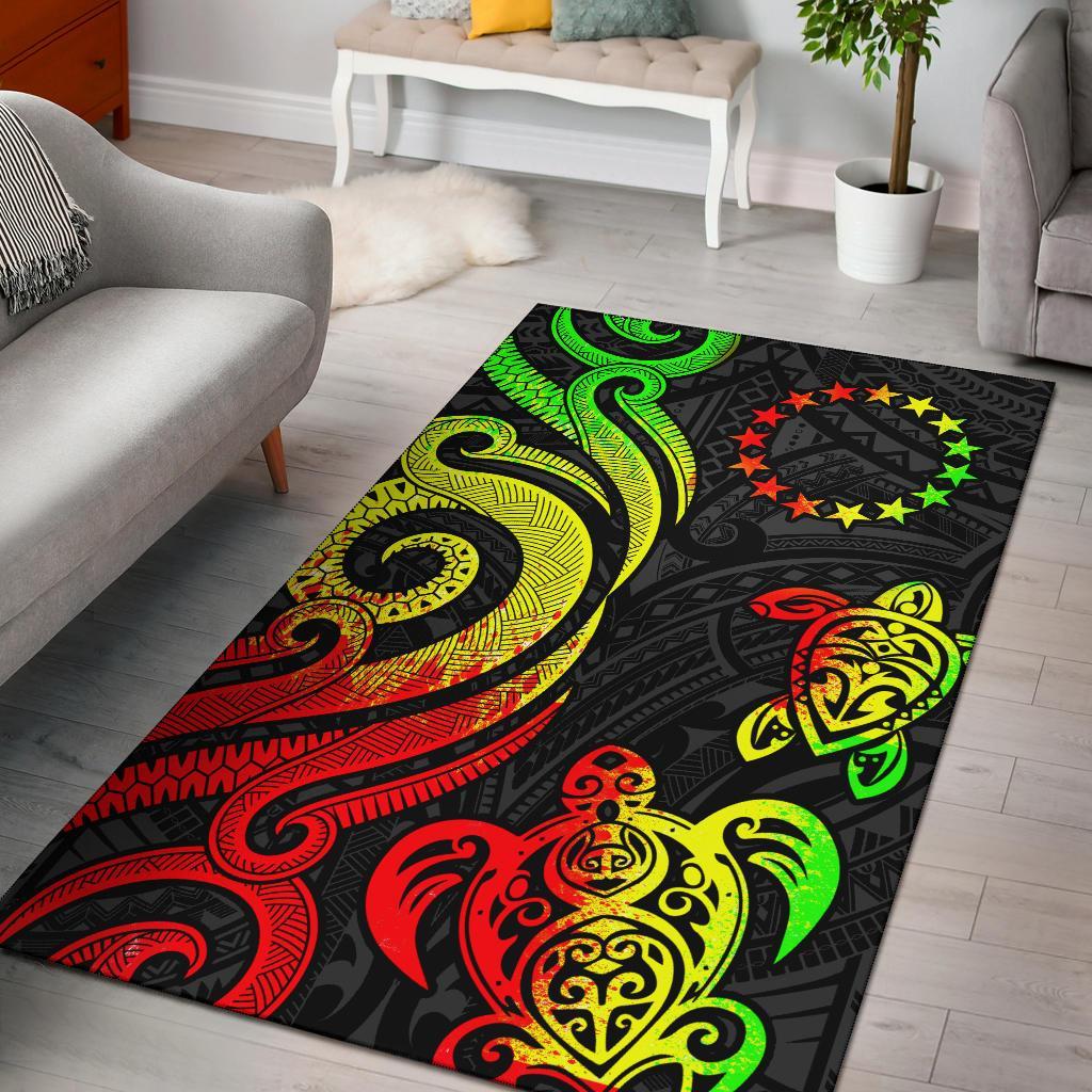 Cook Islands Area Rug - Reggae Tentacle Turtle Reggae - Polynesian Pride