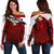 Tonga Polynesian Women's Off Shoulder Sweater - Tongan Pattern Red - Polynesian Pride