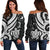 Yap Women Off Shoulder Sweater - White Tentacle Turtle White - Polynesian Pride