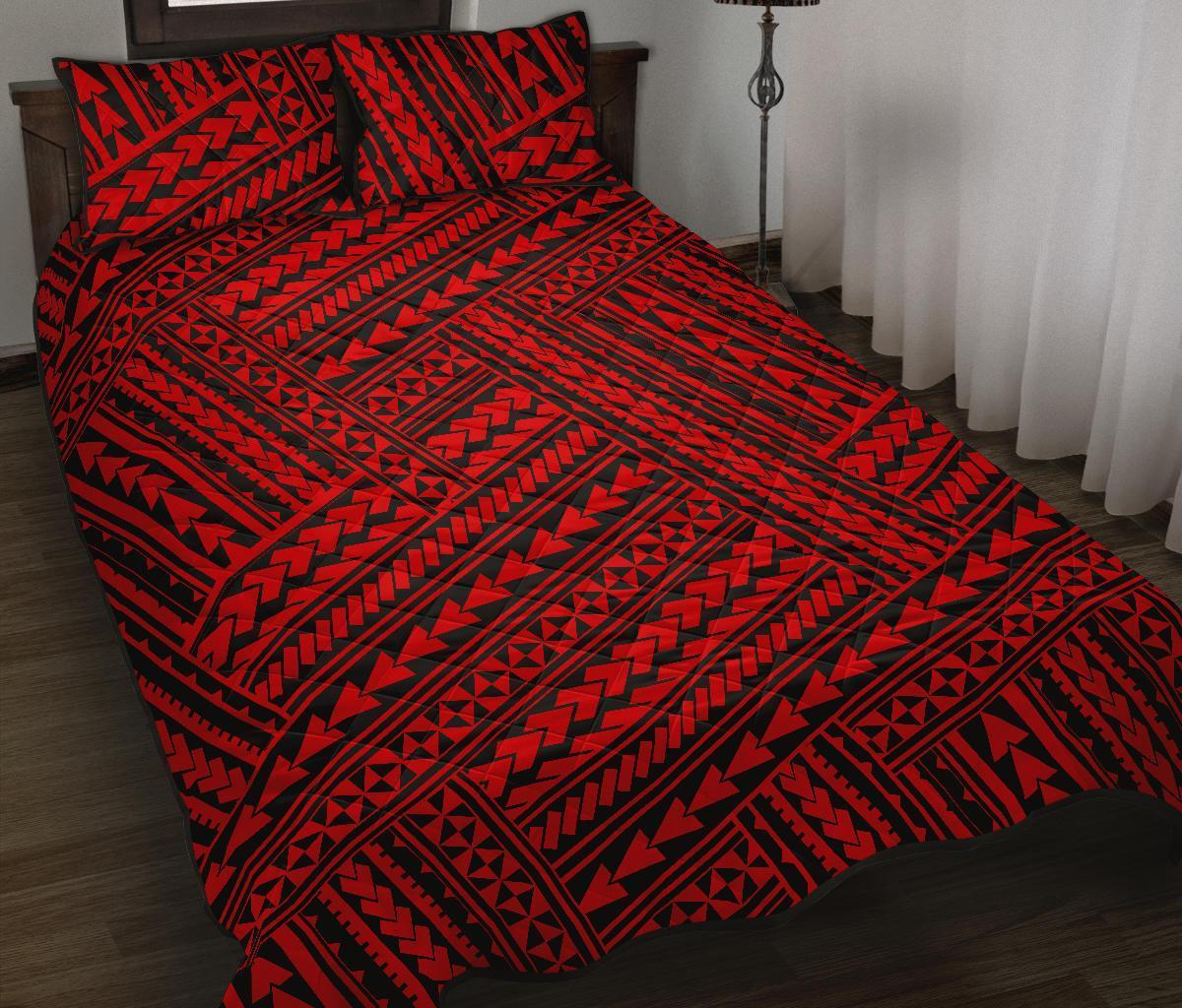 Hawaii Quilt Bed Set Polynesia Nation AH Red - Polynesian Pride