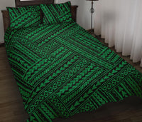 Hawaii Quilt Bed Set Polynesia Nation AH Green - Polynesian Pride