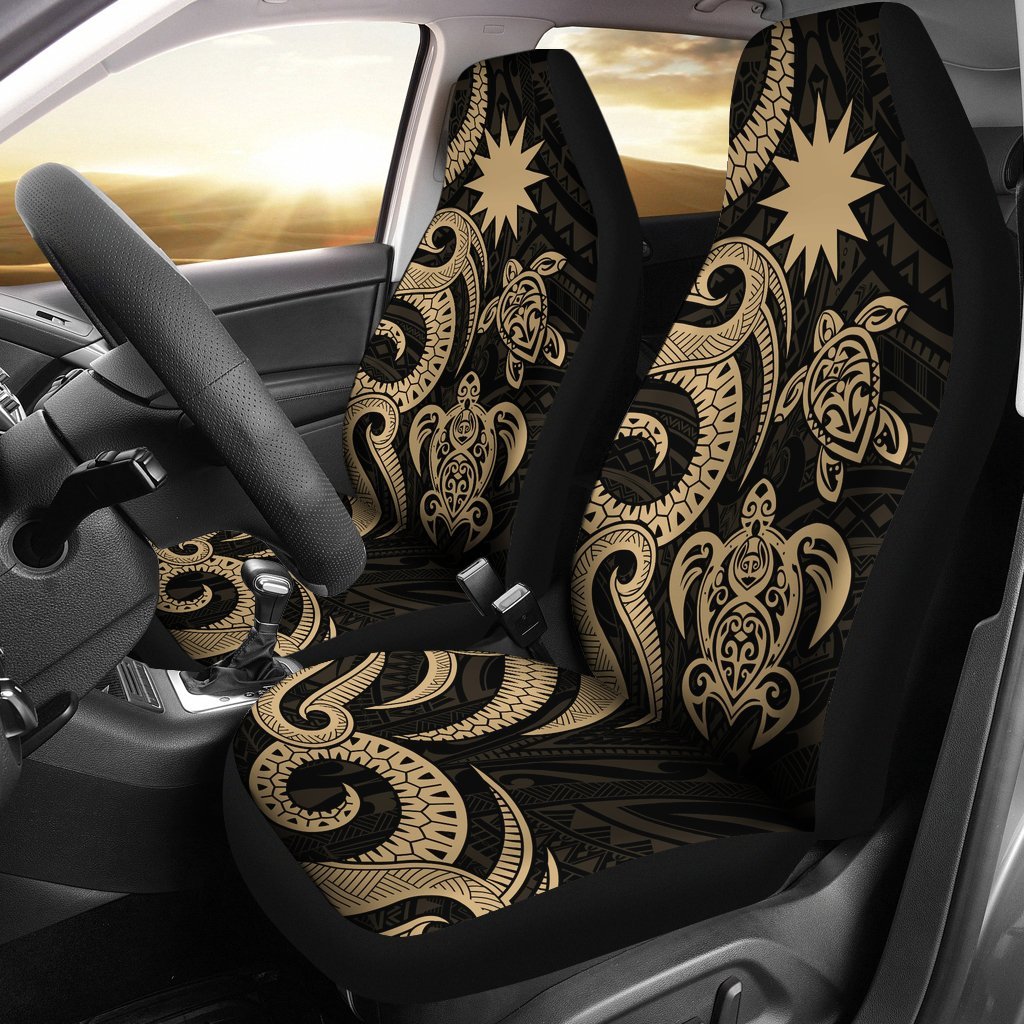 Nauru Car Seat Covers - Gold Tentacle Turtle Universal Fit Gold - Polynesian Pride