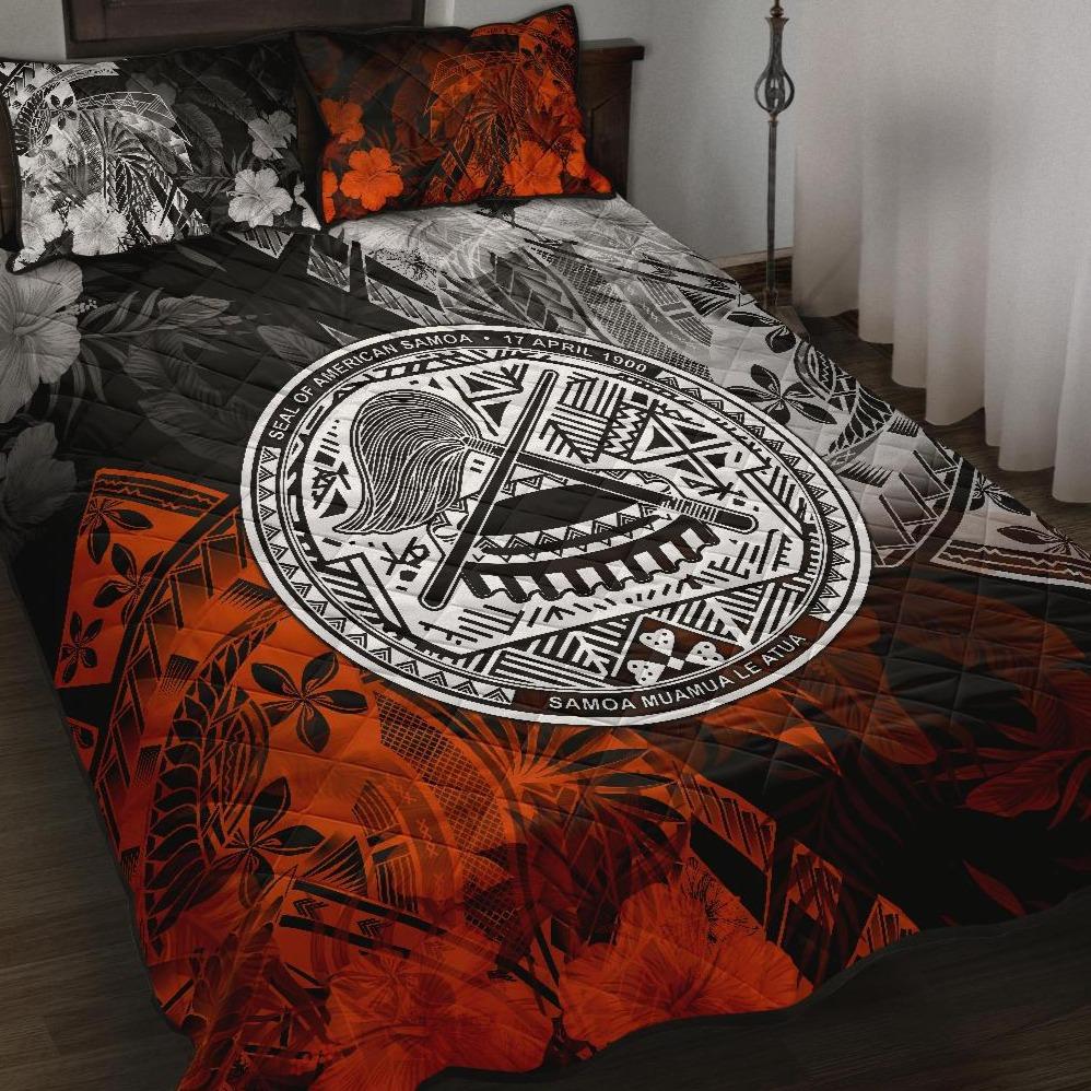 American Samoa Quilt Bed Set - Vintage Polynesian Style Black - Polynesian Pride