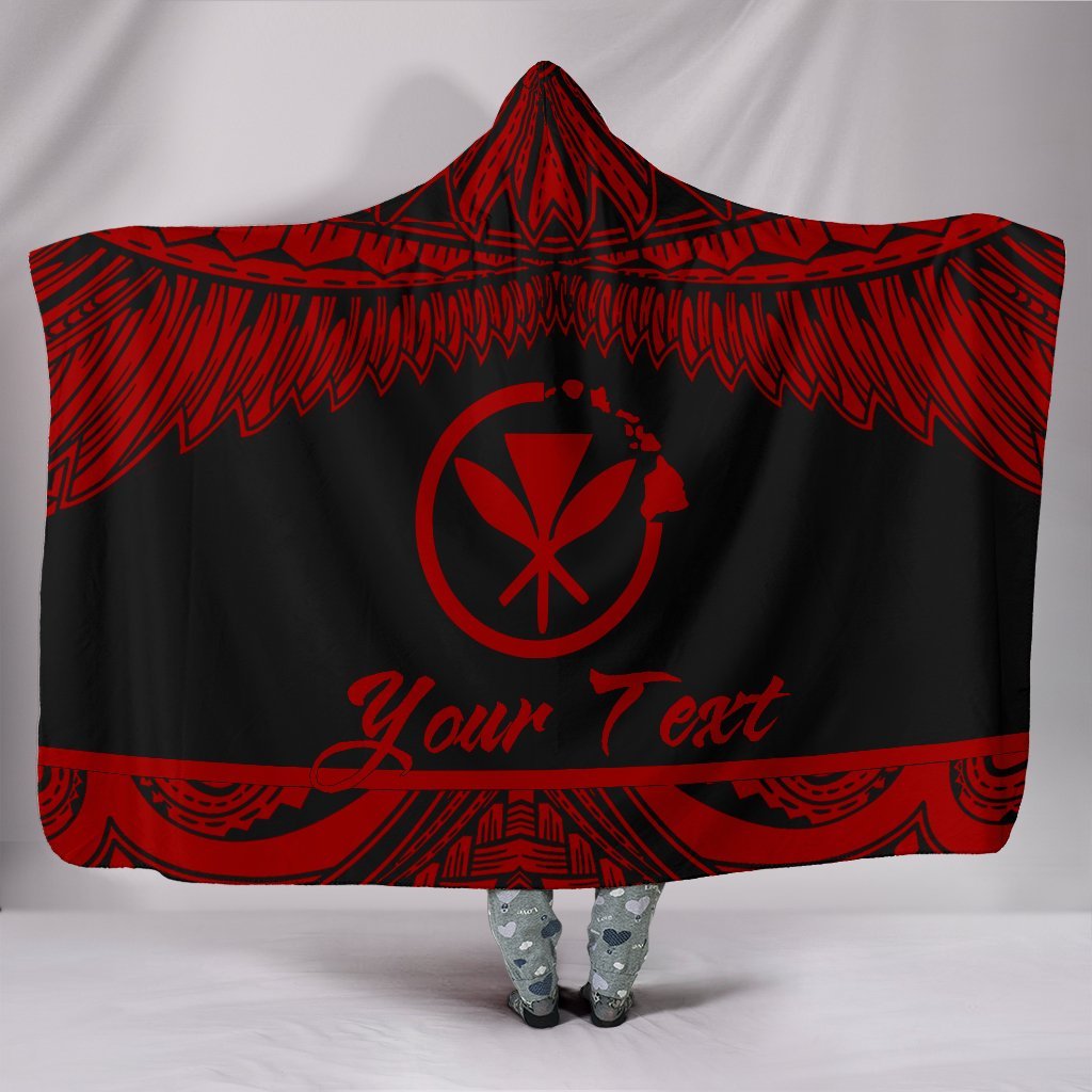 Hawaii Polynesian Custom Personalised Hooded Blanket - Hawaii Pride Red Version Hooded Blanket Red - Polynesian Pride