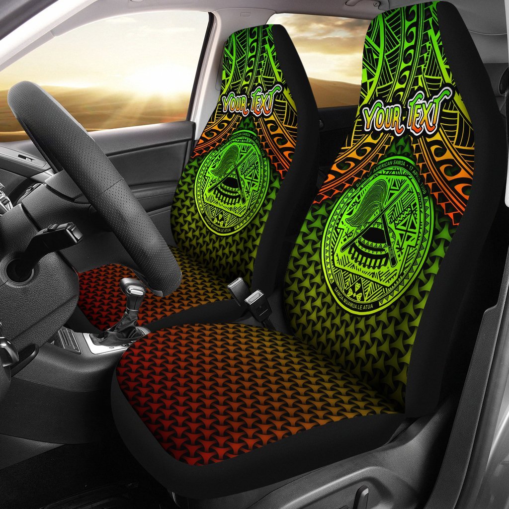 Polynesian American Samoa Personalised Car Seat Covers - Reggae Vintage Polynesian Patterns Universal Fit Reggae - Polynesian Pride