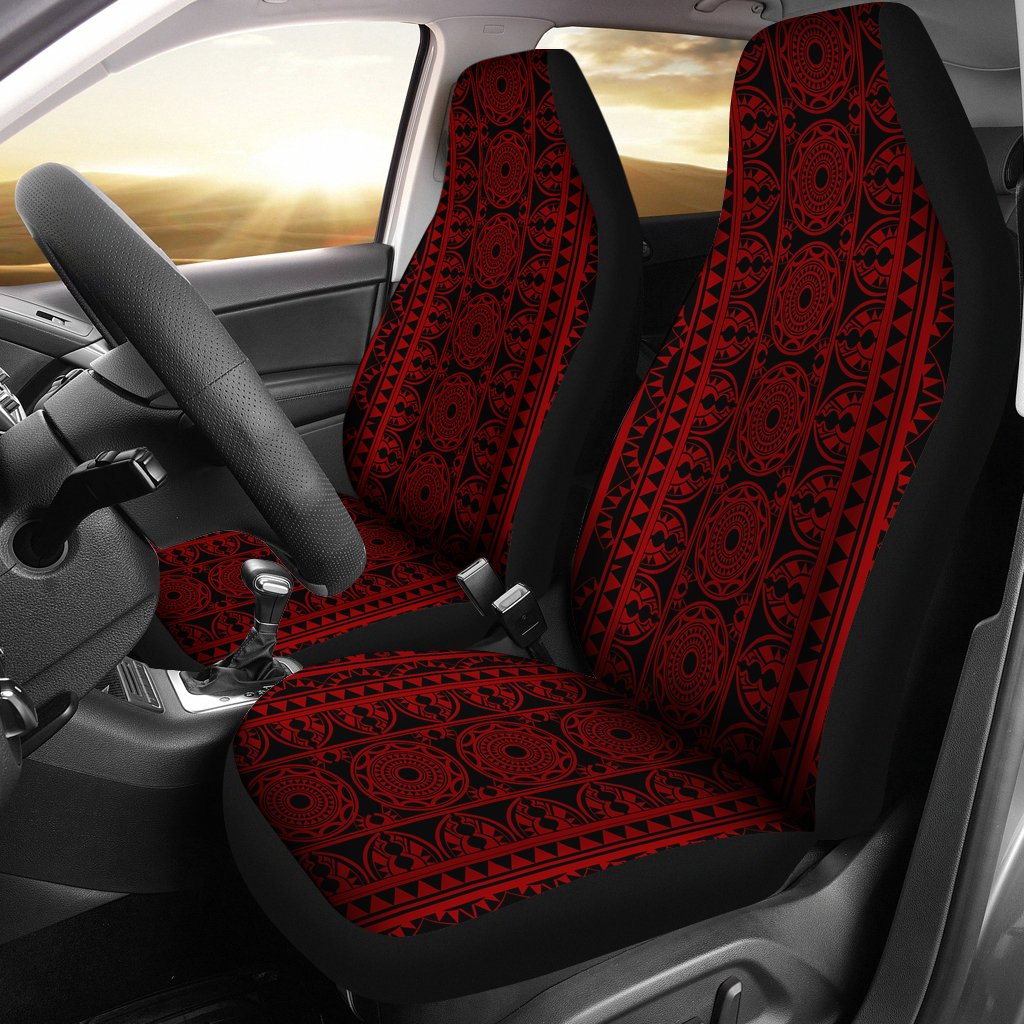 Polynesian Car Seat Cover - Polynesian Tattoo 32 Universal Fit Red - Polynesian Pride