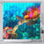 Niue Shower Curtain - Sea Turtle Coral Treasure 177 x 172 (cm) BLACK - Polynesian Pride