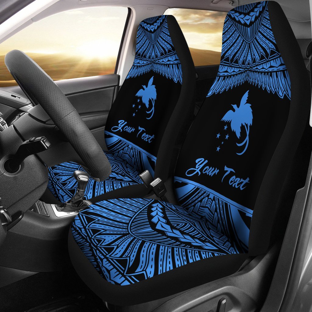 Papua New Guinea Polynesian Custom Personalised Car Seat Covers - Pride Blue Version Universal Fit Blue - Polynesian Pride