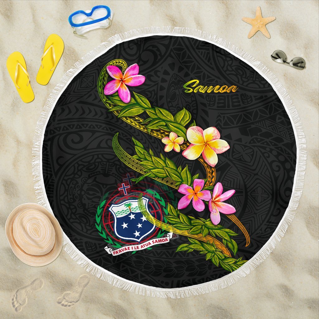 Samoa Beach Blanket - Plumeria Tribal ONE STYLE ONE SIZE BLACK - Polynesian Pride