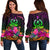 Vanuatu Women's Off Shoulder Sweater - Summer Hibiscus Art - Polynesian Pride