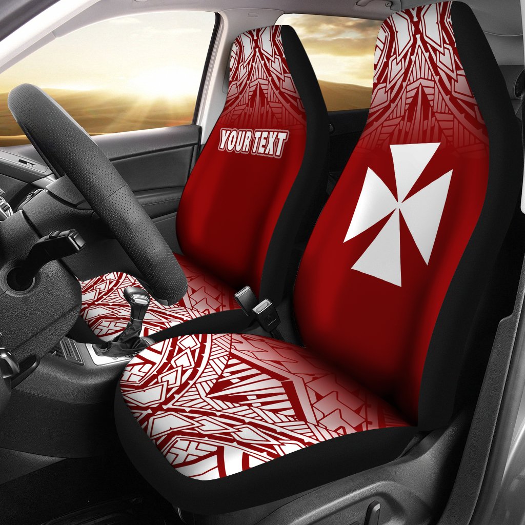 Wallis and Futuna Custom Personalised Car Seat Covers - Wallis and Futuna Coat Of Arms Polynesian Tattoo Fog Red Universal Fit Red - Polynesian Pride